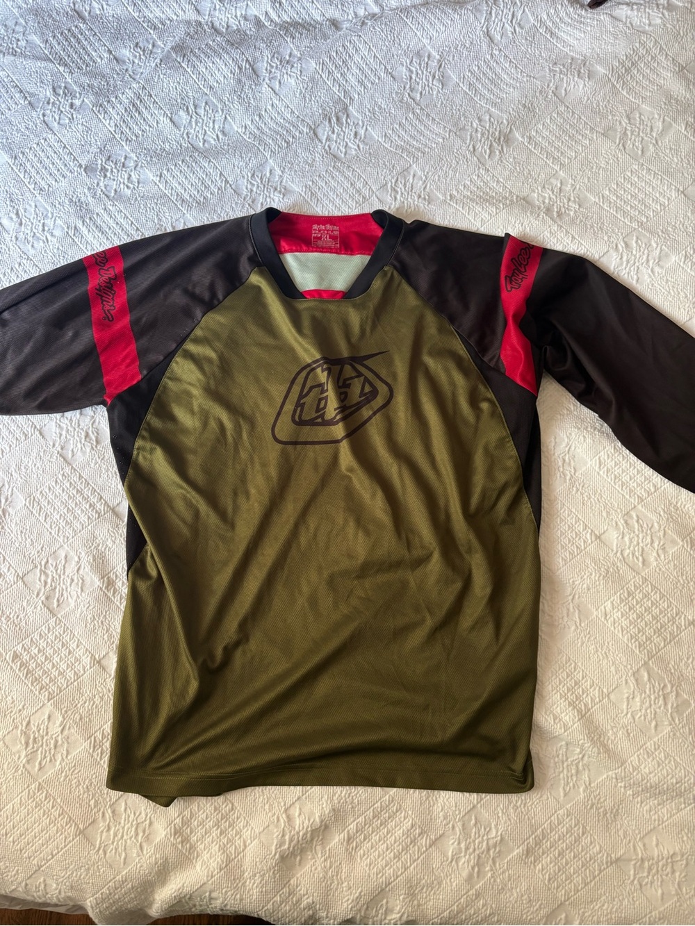 TLD Troy Lee Designs Olive & Black MTB Jersey with Red Accents